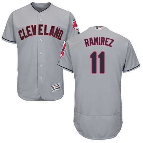 Men's Cleveland Indians #11 Jose Ramirez Grey Flexbase Authentic Collection Stitched MLB Jersey