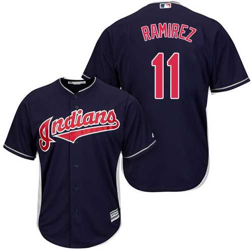 Men's Cleveland Indians #11 Jose Ramirez Navy Blue New Cool Base Stitched MLB Jersey