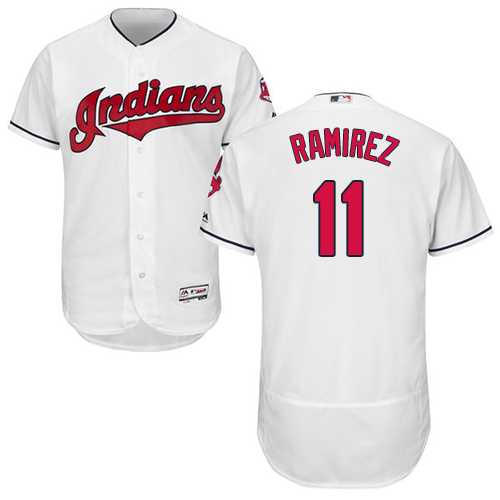 Men's Cleveland Indians #11 Jose Ramirez White Flexbase Authentic Collection Stitched MLB Jersey