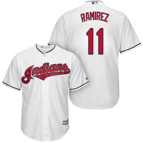 Men's Cleveland Indians #11 Jose Ramirez White New Cool Base Stitched MLB Jersey