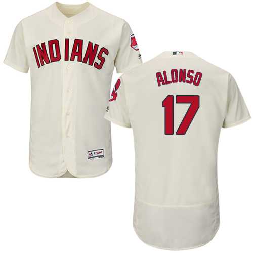 Men's Cleveland Indians #17 Yonder Alonso Cream Flexbase Authentic Collection Stitched MLB