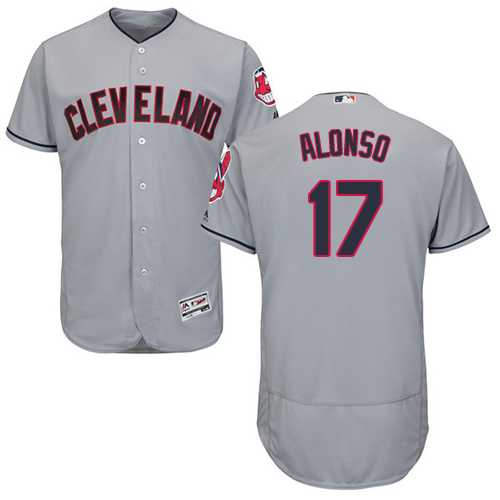 Men's Cleveland Indians #17 Yonder Alonso Grey Flexbase Authentic Collection Stitched MLB