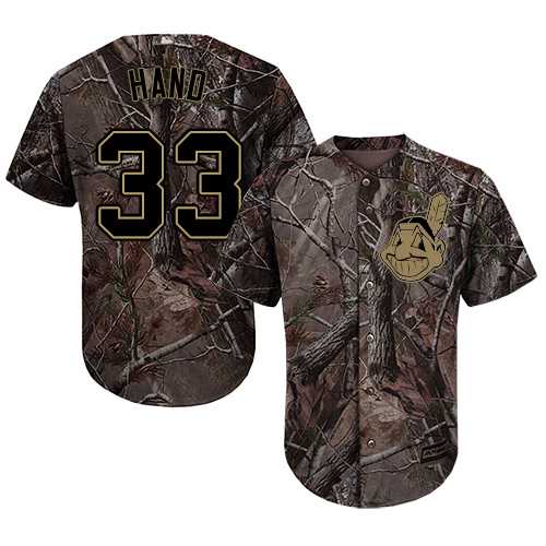 Men's Cleveland Indians #33 Brad Hand Camo Realtree Collection Cool Base Stitched MLB