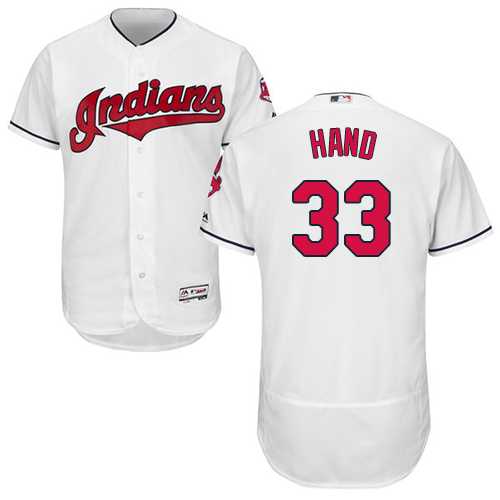 Men's Cleveland Indians #33 Brad Hand White Flexbase Authentic Collection Stitched MLB
