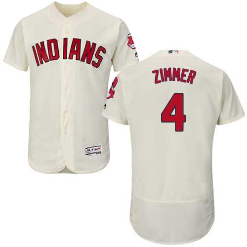 Men's Cleveland Indians #4 Bradley Zimmer Cream Flexbase Authentic Collection Stitched MLB
