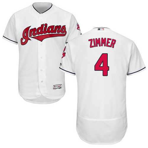 Men's Cleveland Indians #4 Bradley Zimmer White Flexbase Authentic Collection Stitched MLB