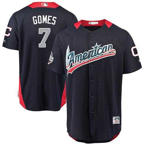 Men's Cleveland Indians #7 Yan Gomes Navy Blue 2018 All-Star American League Stitched MLB Jersey