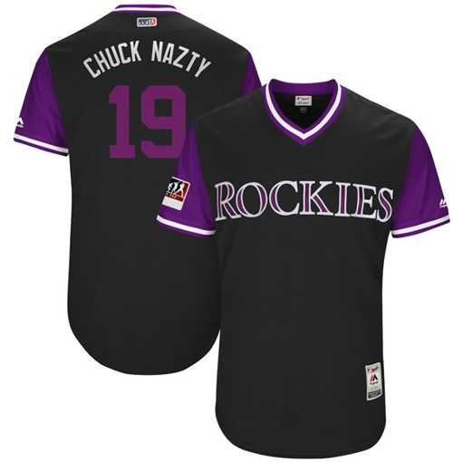 Men's Colorado Rockies #19 Charlie Blackmon Black Chuck Nazty Players Weekend Authentic Stitched MLB
