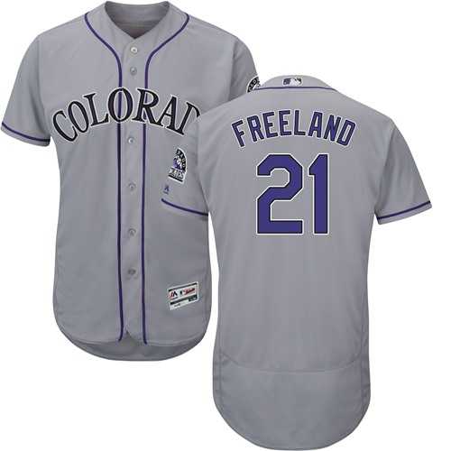 Men's Colorado Rockies #21 Kyle Freeland Grey Flexbase Authentic Collection Stitched MLB