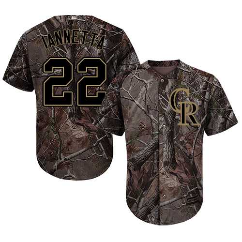 Men's Colorado Rockies #22 Chris Iannetta Camo Realtree Collection Cool Base Stitched MLB Jersey