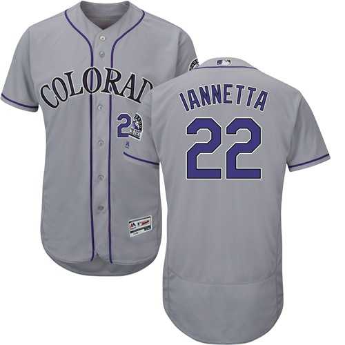 Men's Colorado Rockies #22 Chris Iannetta Grey Flexbase Authentic Collection Stitched MLB