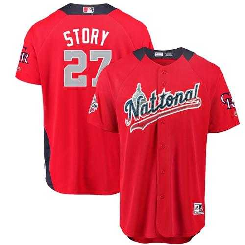 Men's Colorado Rockies #27 Trevor Story Red 2018 All-Star National League Stitched MLB