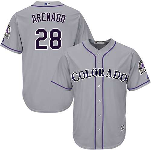 Men's Colorado Rockies #28 Nolan Arenado Grey New Cool Base Stitched MLB