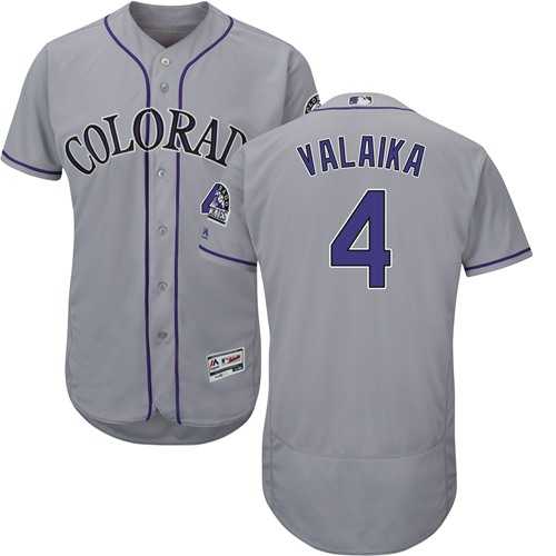 Men's Colorado Rockies #4 Pat Valaika Grey Flexbase Authentic Collection Stitched MLB