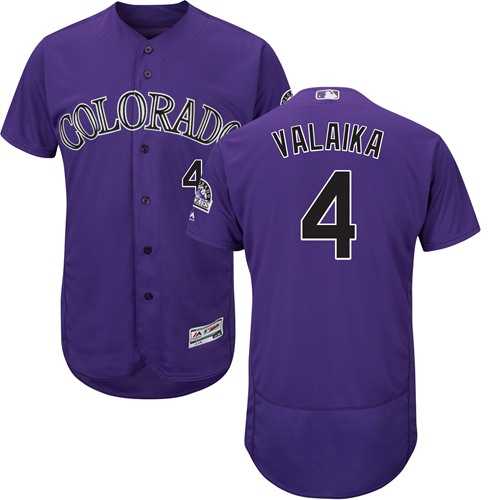 Men's Colorado Rockies #4 Pat Valaika Purple Flexbase Authentic Collection Stitched MLB