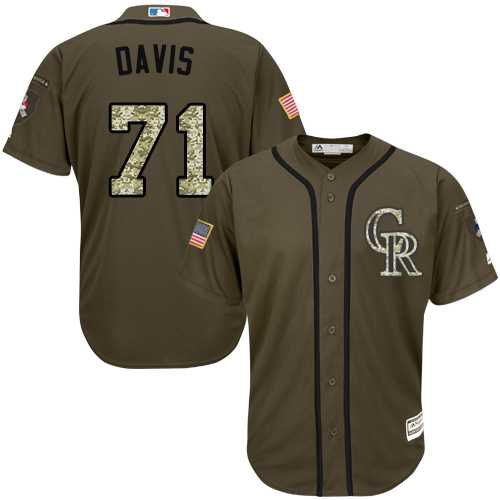 Men's Colorado Rockies #71 Wade Davis Green Salute to Service Stitched MLB