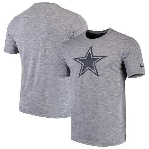 Men's Dallas Cowboys Nike Heathered Gray Sideline Cotton Slub Performance T-Shirt