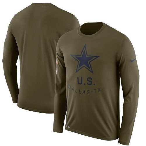 Men's Dallas Cowboys Nike Olive Salute to Service Sideline Legend Performance Long Sleeve T-Shirt
