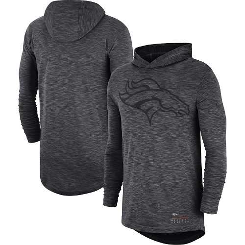 Men's Denver Broncos Nike Heathered Charcoal Fan Gear Tonal Slub Hooded Long Sleeve T-Shirt