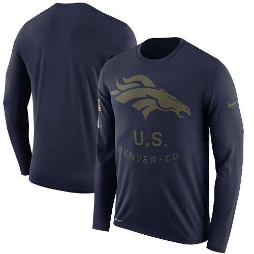 Men's Denver Broncos Nike Navy Salute to Service Sideline Legend Performance Long Sleeve T-Shirt