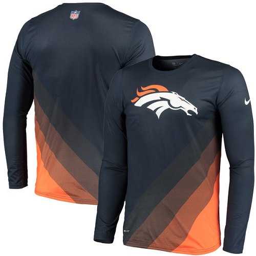 Men's Denver Broncos Nike Navy Sideline Legend Prism Performance Long Sleeve T-Shirt