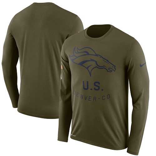 Men's Denver Broncos Nike Olive Salute to Service Sideline Legend Performance Long Sleeve T-Shirt