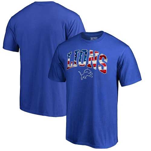 Men's Detroit Lions NFL Pro Line by Fanatics Branded Royal Banner Wave T-Shirt