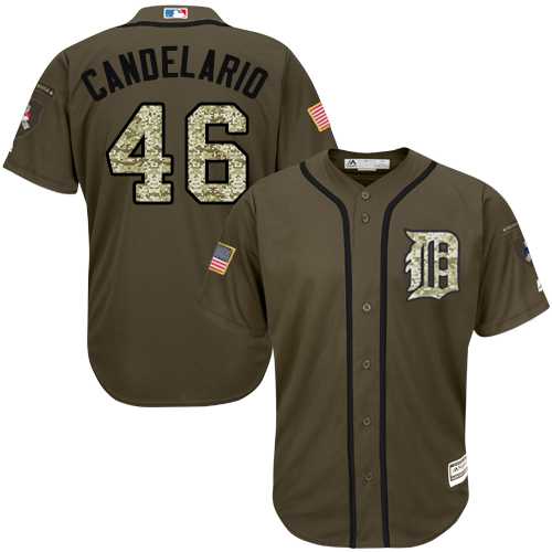 Men's Detroit Tigers #46 Jeimer Candelario Green Salute to Service Stitched MLB Jersey
