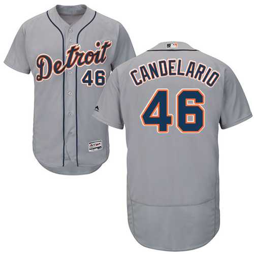 Men's Detroit Tigers #46 Jeimer Candelario Grey Flexbase Authentic Collection Stitched MLB Jersey