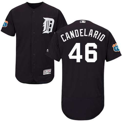Men's Detroit Tigers #46 Jeimer Candelario Navy Blue Flexbase Authentic Collection Stitched MLB Jersey