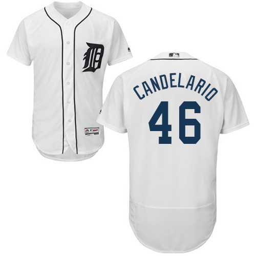 Men's Detroit Tigers #46 Jeimer Candelario White Flexbase Authentic Collection Stitched MLB Jersey