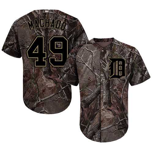 Men's Detroit Tigers #49 Dixon Machado Camo Realtree Collection Cool Base Stitched MLB Jersey
