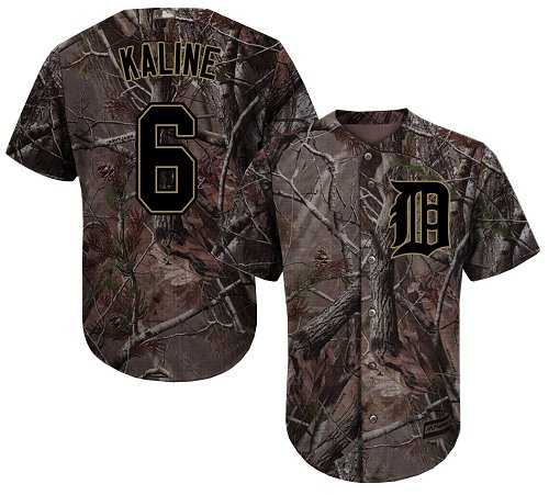 Men's Detroit Tigers #6 Al Kaline Camo Realtree Collection Cool Base Stitched MLB