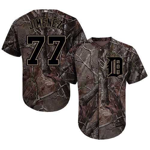 Men's Detroit Tigers #77 Joe Jimenez Camo Realtree Collection Cool Base Stitched MLB Jersey