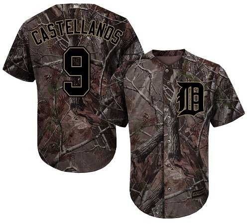 Men's Detroit Tigers #9 Nick Castellanos Camo Realtree Collection Cool Base Stitched MLB