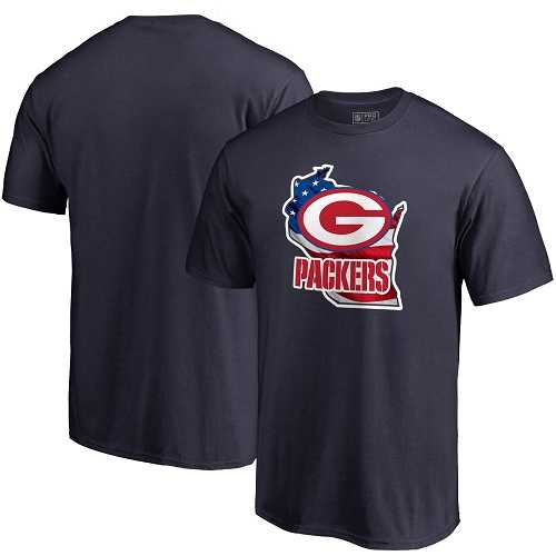 Men's Green Bay Packers NFL Pro Line by Fanatics Branded Navy Banner State T-Shirt