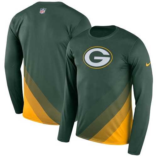 Men's Green Bay Packers Nike Green Sideline Legend Prism Performance Long Sleeve T-Shirt