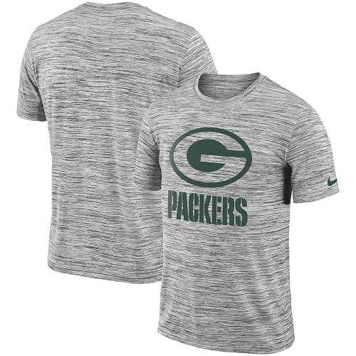 Men's Green Bay Packers Nike Heathered Black Sideline Legend Velocity Travel Performance T-Shirt