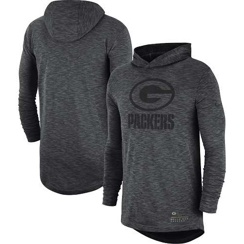 Men's Green Bay Packers Nike Heathered Charcoal Fan Gear Tonal Slub Hooded Long Sleeve T-Shirt