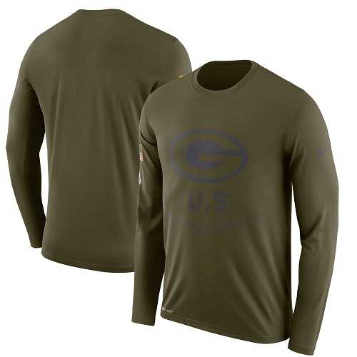 Men's Green Bay Packers Nike Olive Salute to Service Sideline Legend Performance Long Sleeve T-Shirt