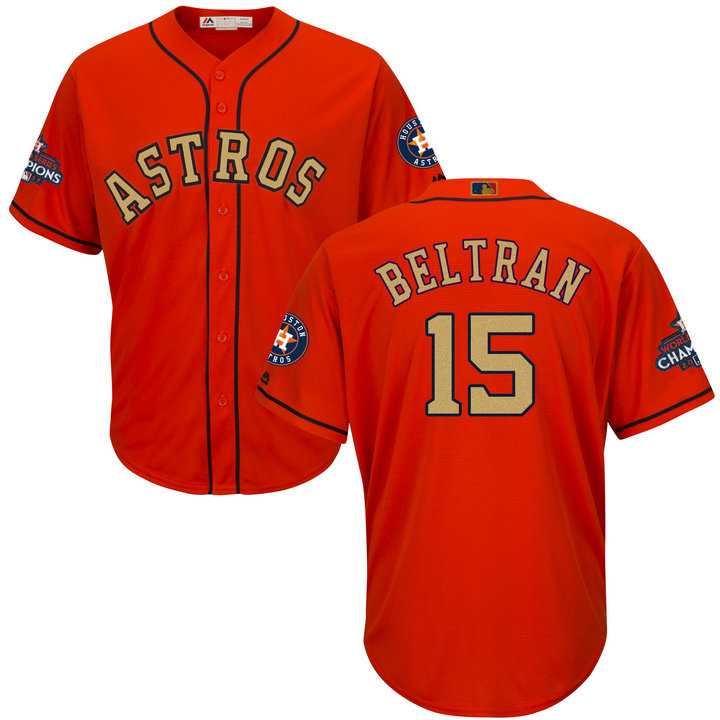 Men's Houston Astros #15 Carlos Beltran Orange 2018 Gold Program Cool Base Stitched Baseball Jersey