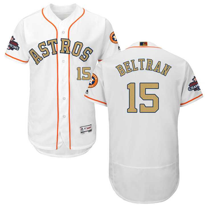 Men's Houston Astros #15 Carlos Beltran White FlexBase Authentic 2018 Gold Program Stitched Baseball Jersey Men's Houston Astros #15 Carlos Beltran White FlexBase Authentic 2018 Gold Program Stitched Baseball Jersey
