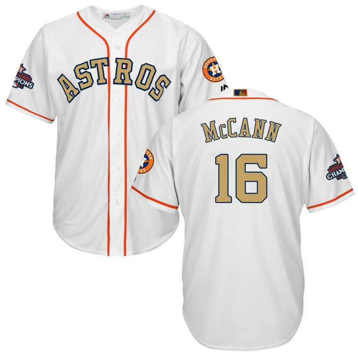 Men's Houston Astros #16 Brian McCann White 2018 Gold Program Cool Base Stitched Baseball Jersey