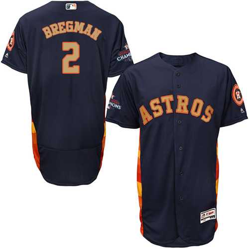 Men's Houston Astros #2 Alex Bregman Navy Blue FlexBase Authentic 2018 Gold Program Cool Base Stitched Baseball Jersey