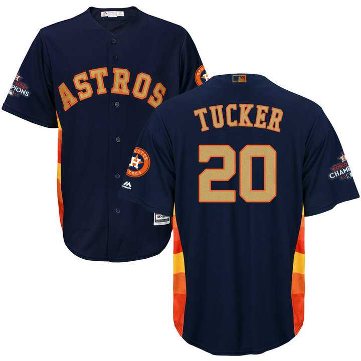 Men's Houston Astros #20 Preston Tucker Navy 2018 Gold Program Cool Base Stitched Baseball Jersey