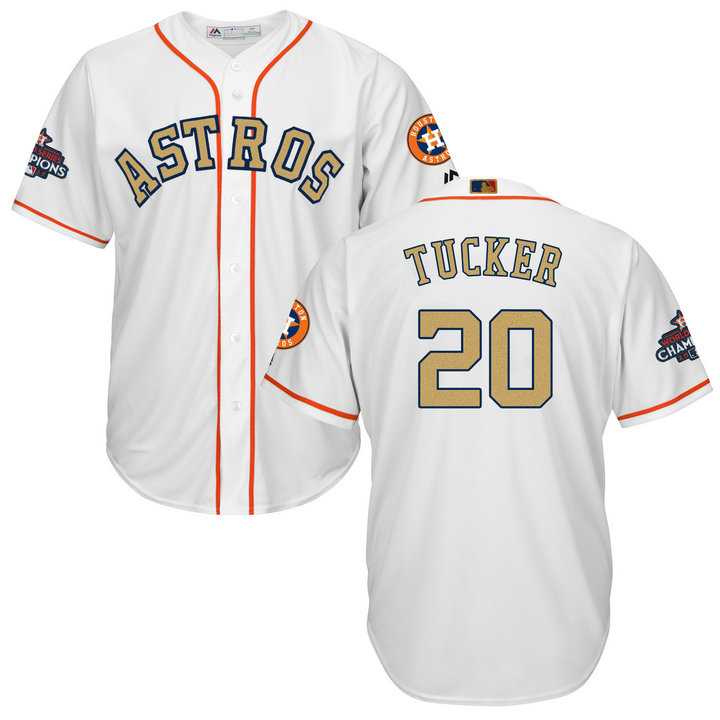 Men's Houston Astros #20 Preston Tucker White 2018 Gold Program Cool Base Stitched Baseball Jersey