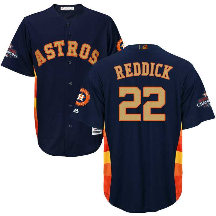 Men's Houston Astros #22 Josh Reddick Navy 2018 Gold Program Cool Base Stitched Baseball Jersey