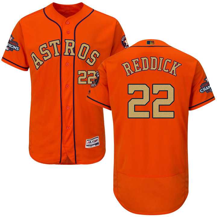 Men's Houston Astros #22 Josh Reddick Orange FlexBase Authentic 2018 Gold Program Stitched Baseball Jersey