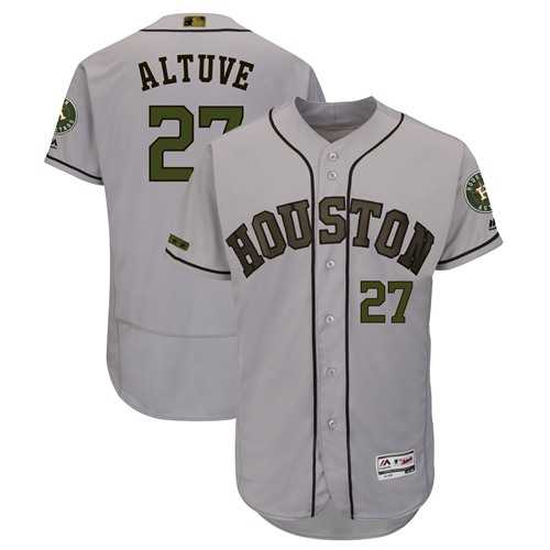 Men's Houston Astros #27 Jose Altuve Grey Flexbase Authentic Collection 2018 Memorial Day Stitched MLB Jersey
