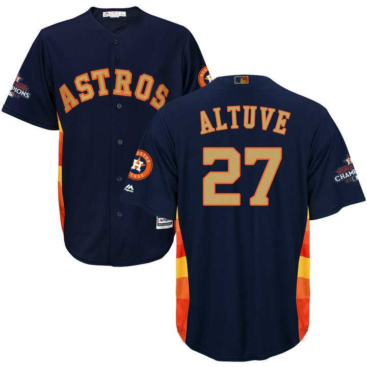 Men's Houston Astros #27 Jose Altuve Navy 2018 Gold Program Cool Base Stitched Baseball Jersey